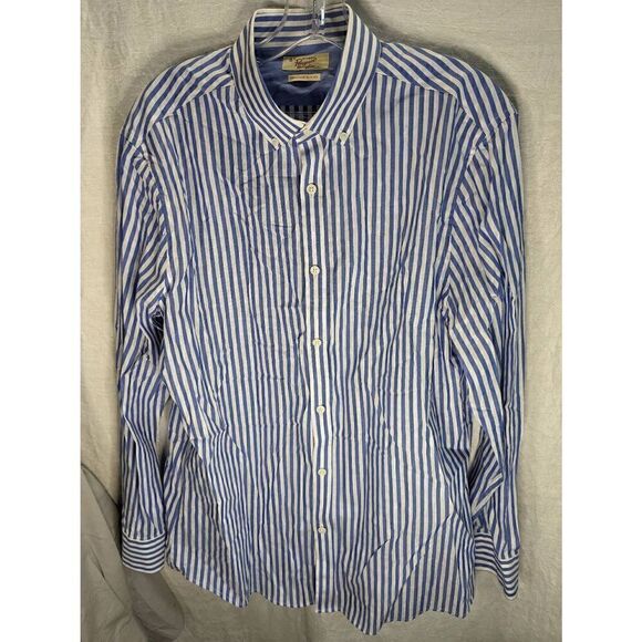 Original Penguin Violet Striped Button Front Collared Heritage Fit Shirt 16 - Picture 1 of 8